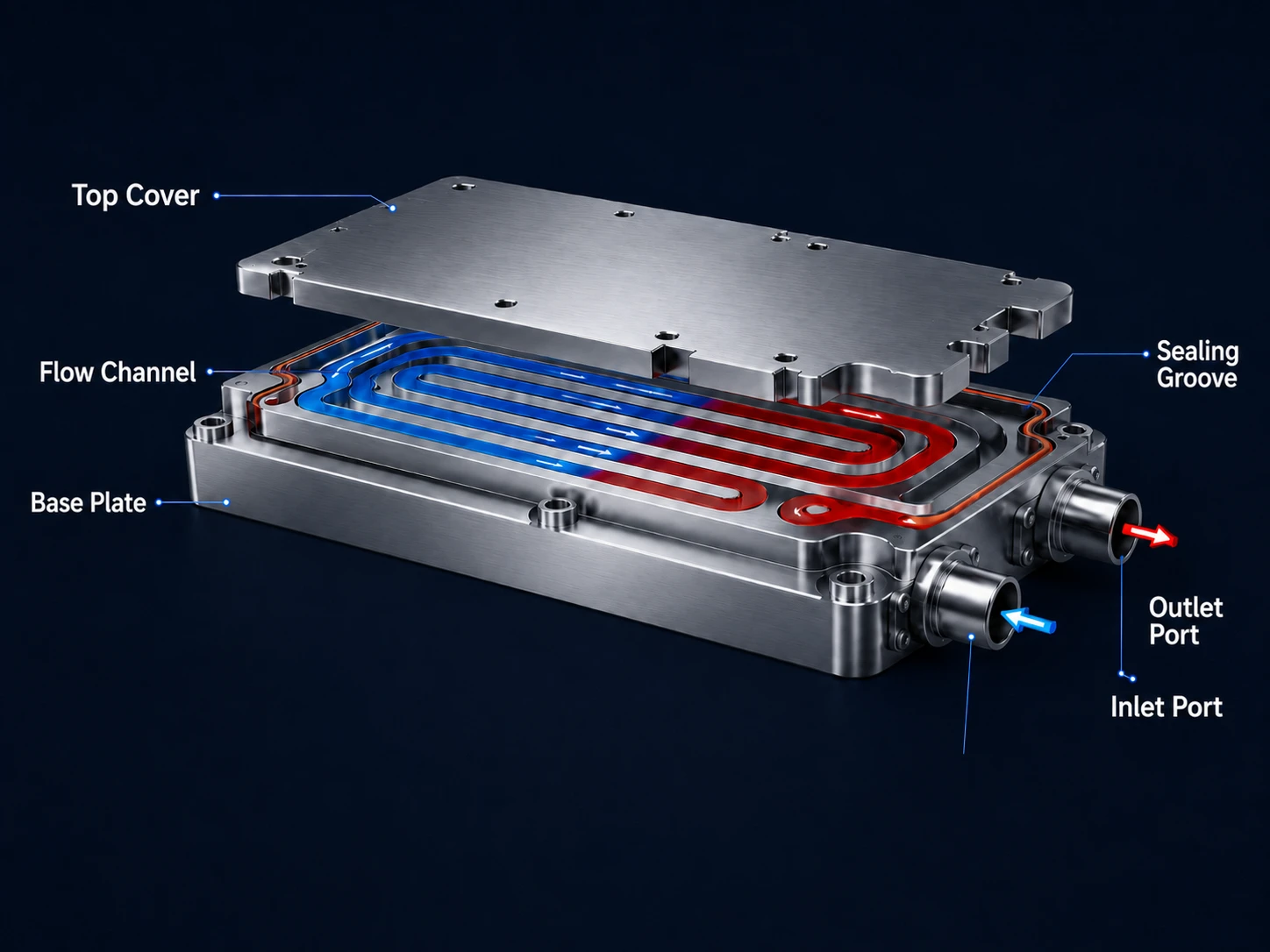 Internal structure diagram of an AI server cold plate