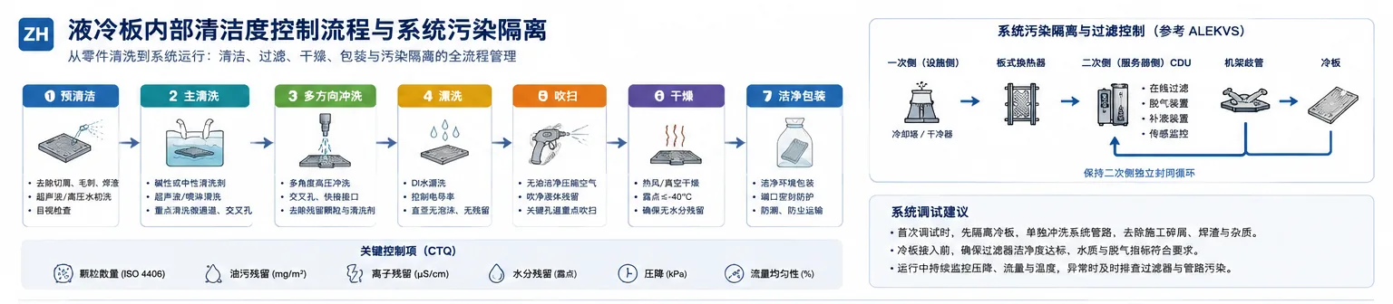 液冷板内部清洁度如何控制:颗粒、油污、清洗、干燥与包装