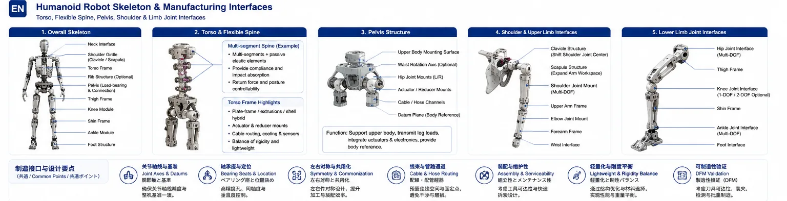 How Are Humanoid Robot Skeleton Structures Manufactured? Lightweight Torso, Pelvis and Limb Frames