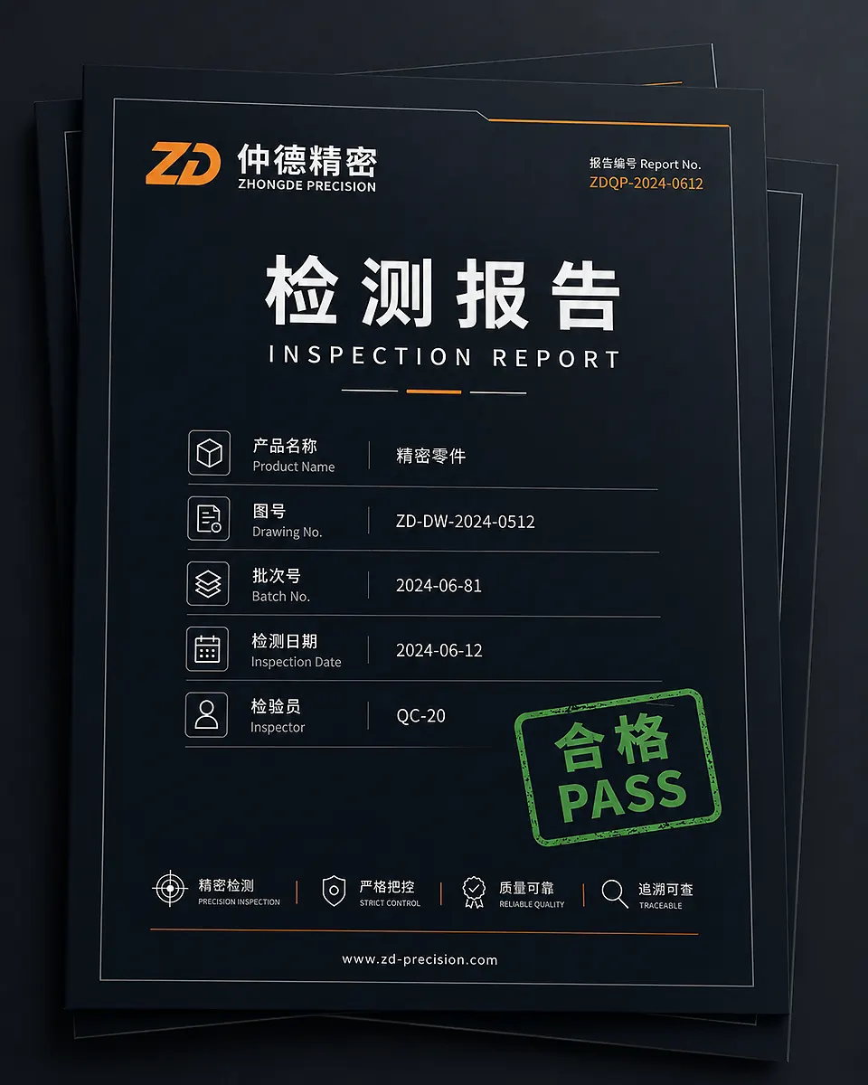 仲德精密检测报告封面示意图