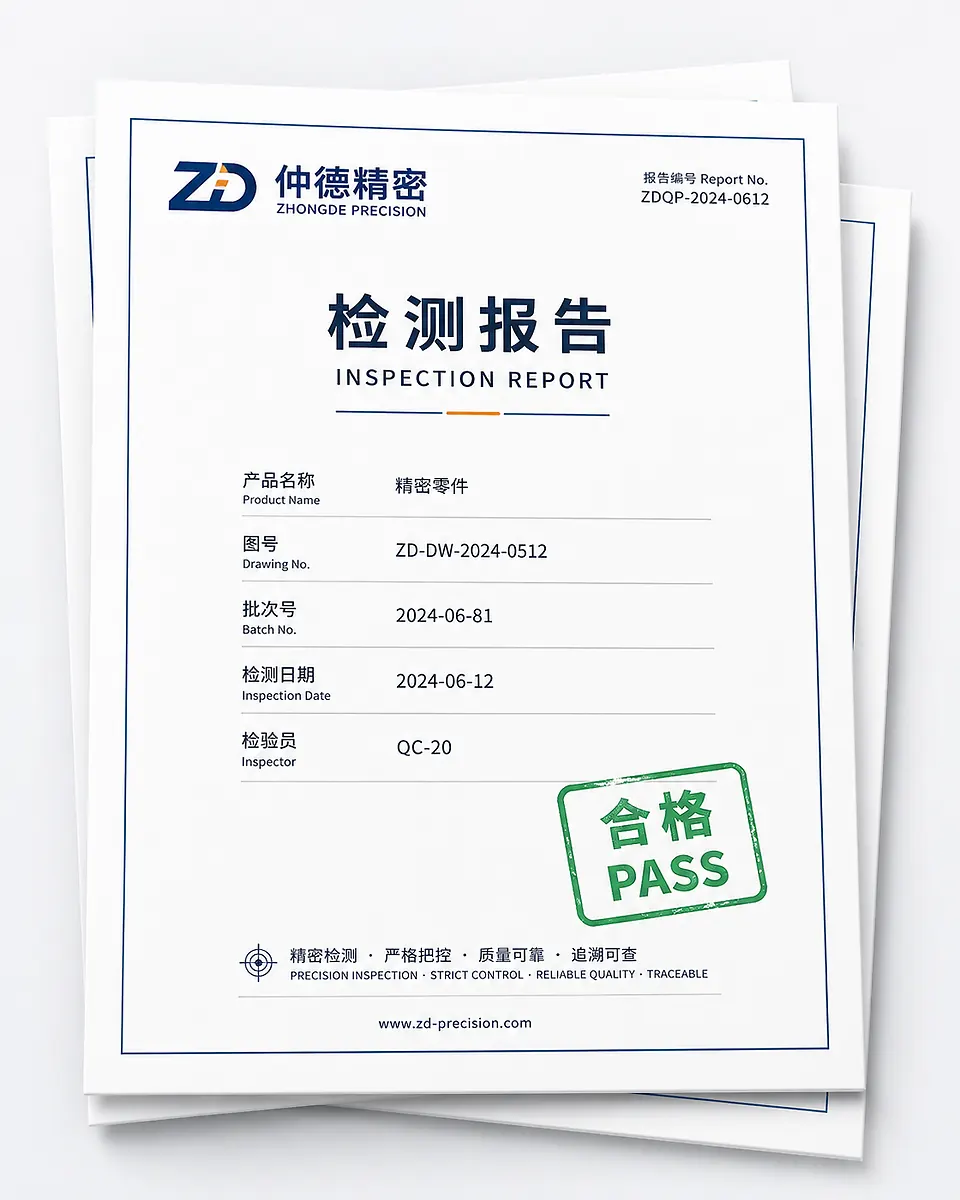 仲德精密检测报告封面示意图