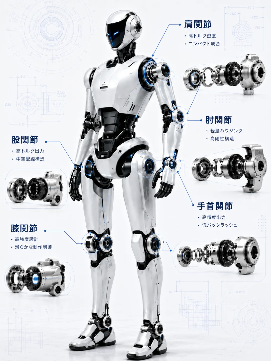 ヒューマノイドロボット関節 精密部品加工